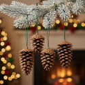Pinha Natural Enfeite Decoração Arvore Natal Marrom-escuro Marron